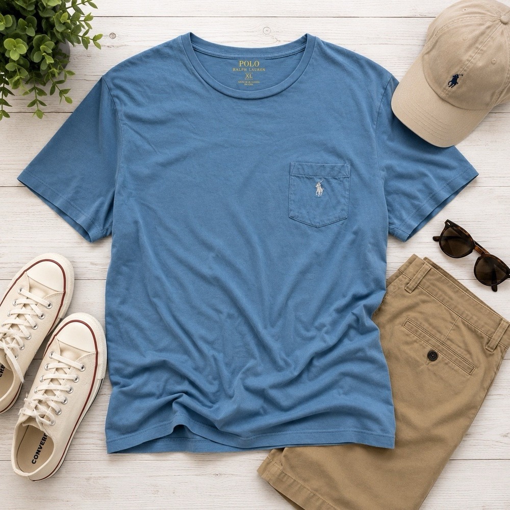 Polo Ralph Lauren Pocket T Shirt Men's XL‎ Blue Short Sleeve Pony Logo Cotton